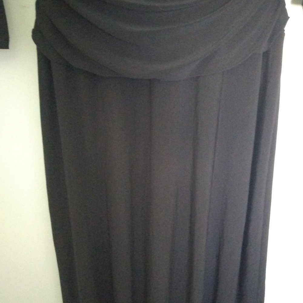 Nine West Knit Black 3/4 Sleeve Ruched Waist Knee-Length V-Neck Size 10 Dress - Picture 5 of 6